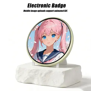 Digital Name Badge for Fans, Electronic Badge, Supports Image/video Slideshow Via APP, Offline Bluetooth-compatible Sharing, Perfect for Anime Expo, Star-Chasing Events