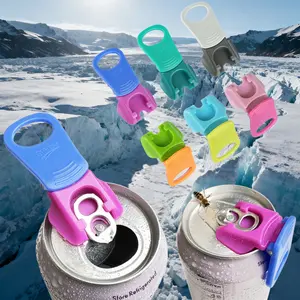 Summervibes DIPESI 6-Pack Two-Tone Can Tab Lids with Built-in Opener – Easy Grip Large Handle Drink Covers, Foldable One-Piece Design, BPA-Free for BBQ, Camping & Travel