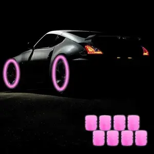 8pcs Luminous Valve Caps, Fluorescent Night Glowing Car Motorcycle Bicycle Bike Wheel Tyre HUB Cap Decorations, Cycling Accessories