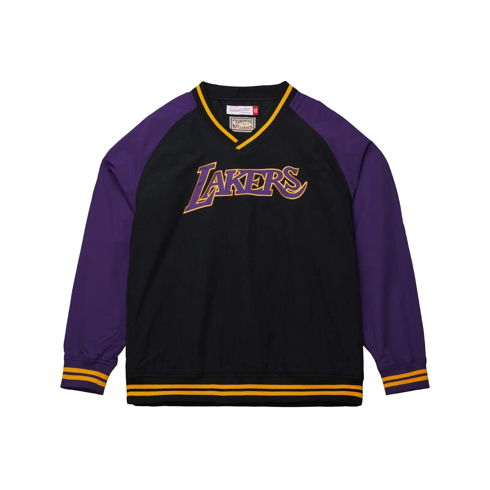 Men's Black/Purple Los Angeles Lakers Hardwood Classics Vintage Pullover NBA Throwback Outerwear Fan Gear Mitchell & Ness