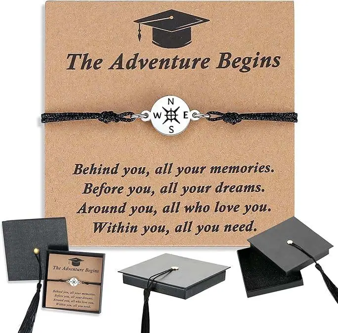 Graduation season men and women compass braided bracelet men and women daily wear card gift