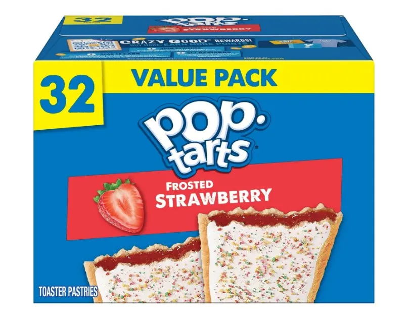 Pop-Tarts Toaster Pastries, Breakfast Foods, Kids Snacks, Mega Value Pack, Frosted Strawberry (32 Pop-Tarts)