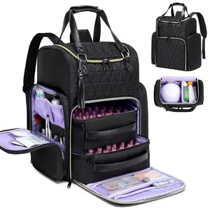 LUXIYIN Nylon Nail Polish Backpack - Large Capacity Layered Storage for Manicure Tools & Nail Lamp, Zip Closure, Compact Versatile for Professionals, On-the-Go Convenience