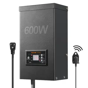summervibes VEVOR 600W Landscape Transformer, Timer Photocell Sensor Equipped, Weatherproof Outdoor Lighting Converter, 120V AC to 12V/14V AC, Ideal for Exterior, Spotlight, Pathway, Pool Lighting, ETL Certi