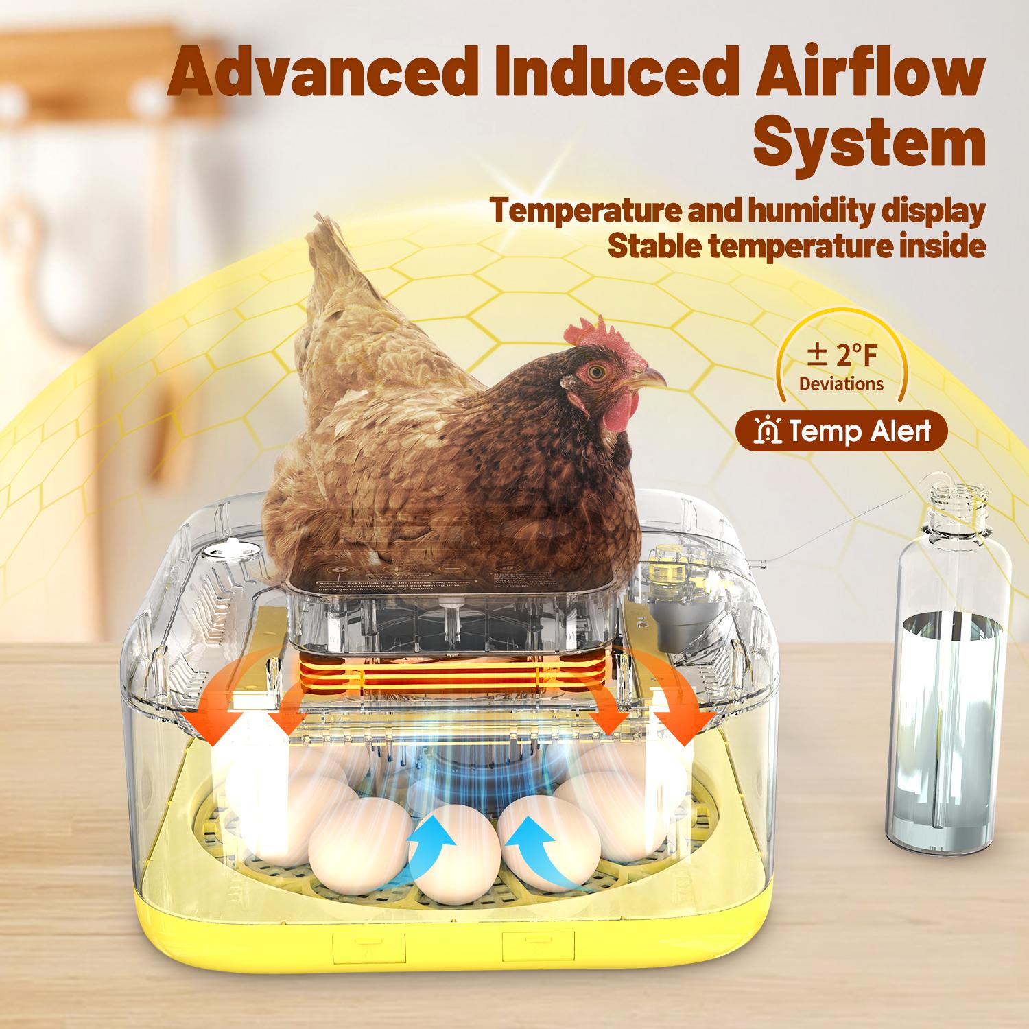 12 Egg Incubator for Hatching Eggs, Egg Incubators with Automatic Egg Turning, Temperature and Humidity Control, Egg Candler, Automatic Water Bottle Refill, Incubator for Chicken, Ducks, Goose