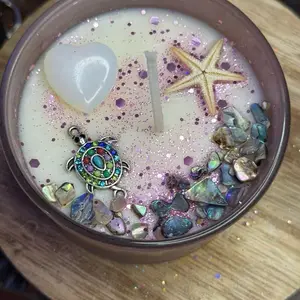 Seashell Turtle candle in glass jar