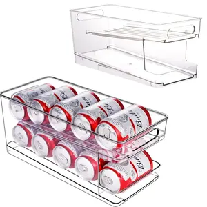 MIUVA Fridge Kitchen Organizer for Soda and Beer Cans Holds 10 Standard 12oz/16oz Cans Lightweight Easy to Use for Pantry and Countertop Storage Gravity Sliding Large Capacity Save Space  - Thanksgiving Valentine's Day gift Christmas