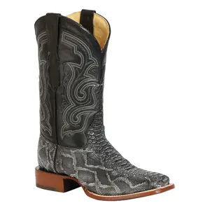 El General Men’s Imitation Python Print Rodeo Leather Boots - Gray