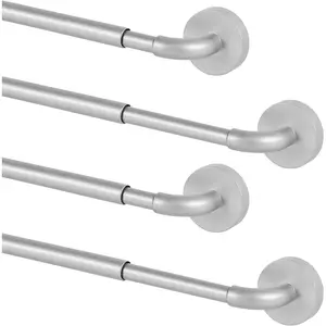4 Pack  Curtain Rod for Metal Doors Adjustable 8.5-12 Inch, 3/8 in. Diameter,  Rod No Drill, Narrow Sidelight Window Mini Curtain Rod(Nickel)