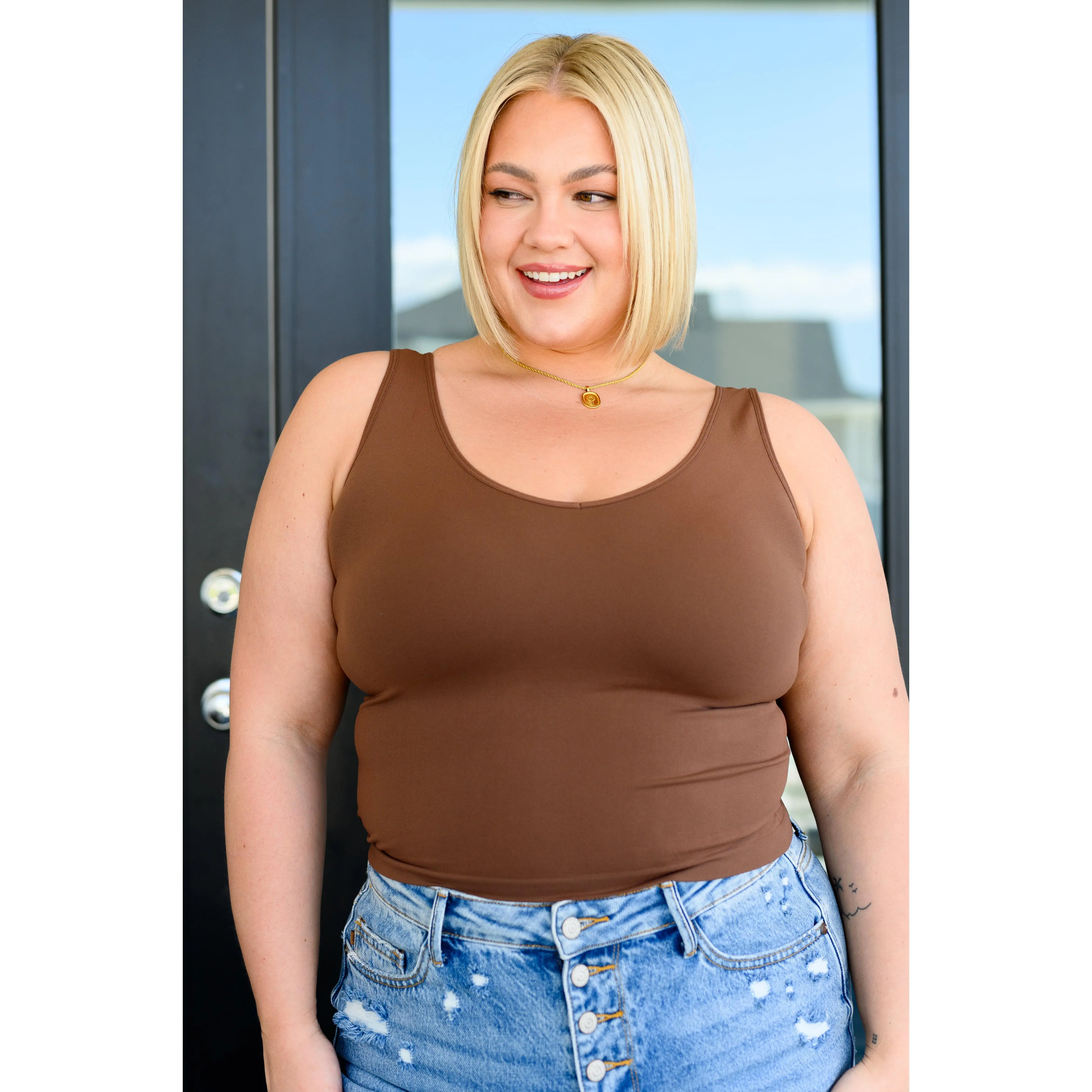 Yelete Carefree Seamless Reversible Tank in Brown