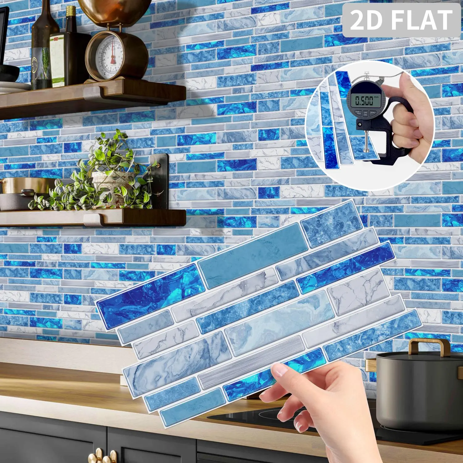 (12pcs/24pcs/48pcs) Peel and Stick Splashback Tile Stickers, Artificial Marble Waterproof Oil-proof Irregular Wall Stickers, Marble Pattern Sticker, Decorative Sticker, Sticker Tiles, Suitable for Kitchen and Bathroom Wall Decoration, 12cm x 24.6cm