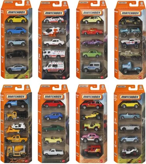 Mattel New Matchbox Basic 1:64 Diecast Model Cars 5-Pack, 12-Piece G Assortment [COLLECTIBLES], Diecast Toys, Ships in Own Container