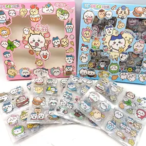 Cartoon Chiikawa 100pcs Transparent Stickers Creative DIY Handbook Material Various Shape Stickers Hachiware Decoration Gift