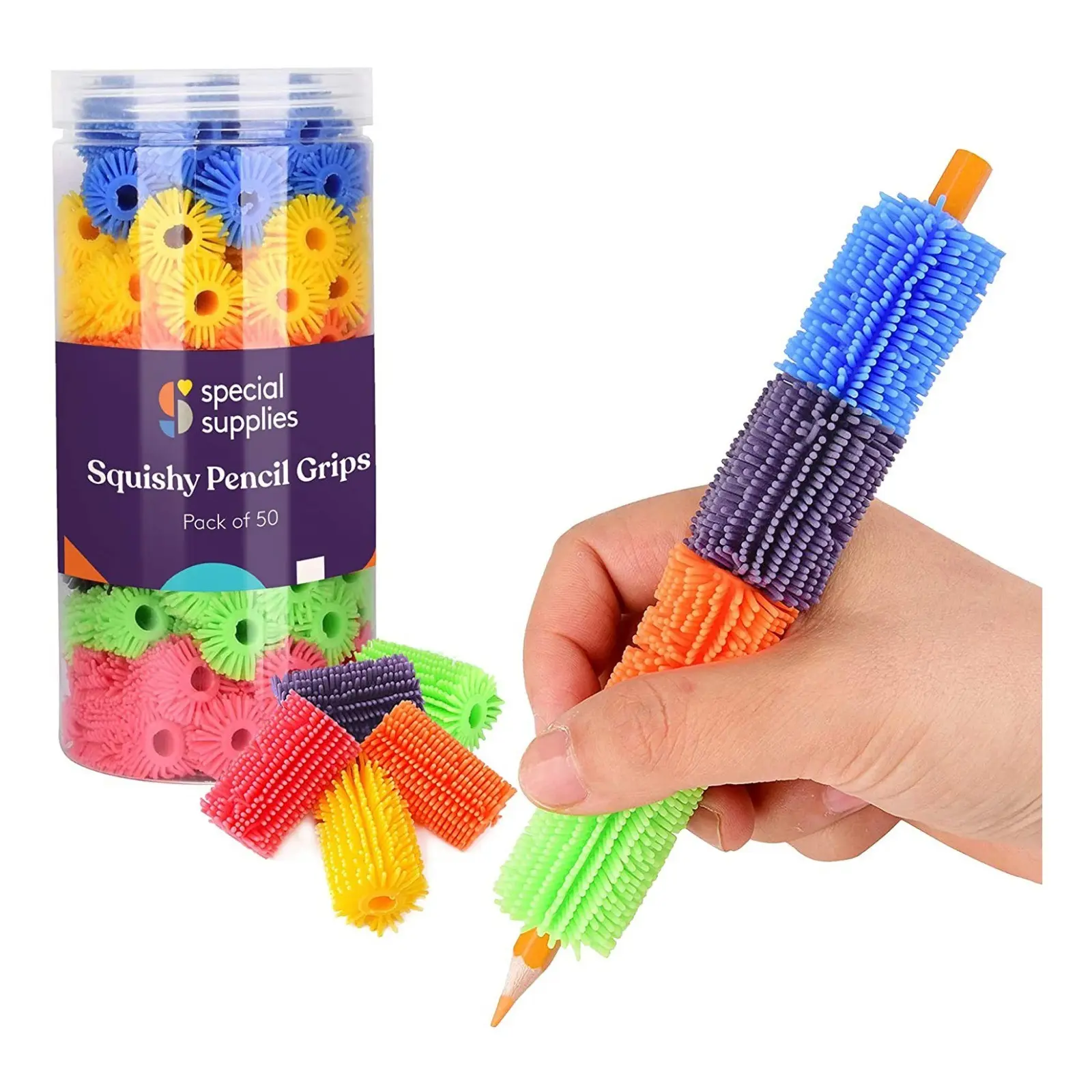 Special Supplies Squishy Pencil Grips for Kids and Adults - Pack of 50