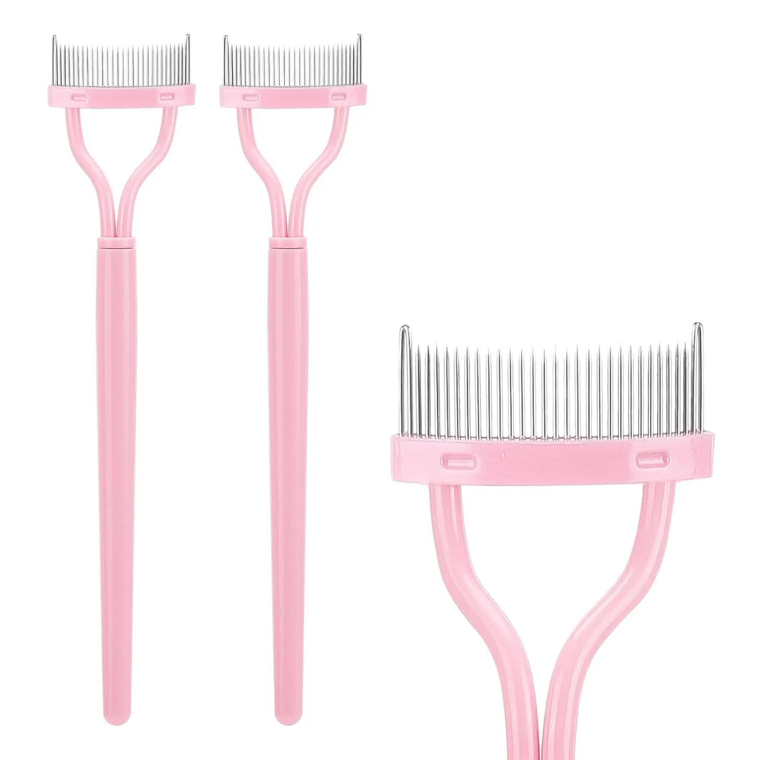 2 Pcs Eyelash Separator Tool Mascara Brushes Eyelash Comb Separator Definer Lash Comb for Combing, Separating Lashes - Light Pink