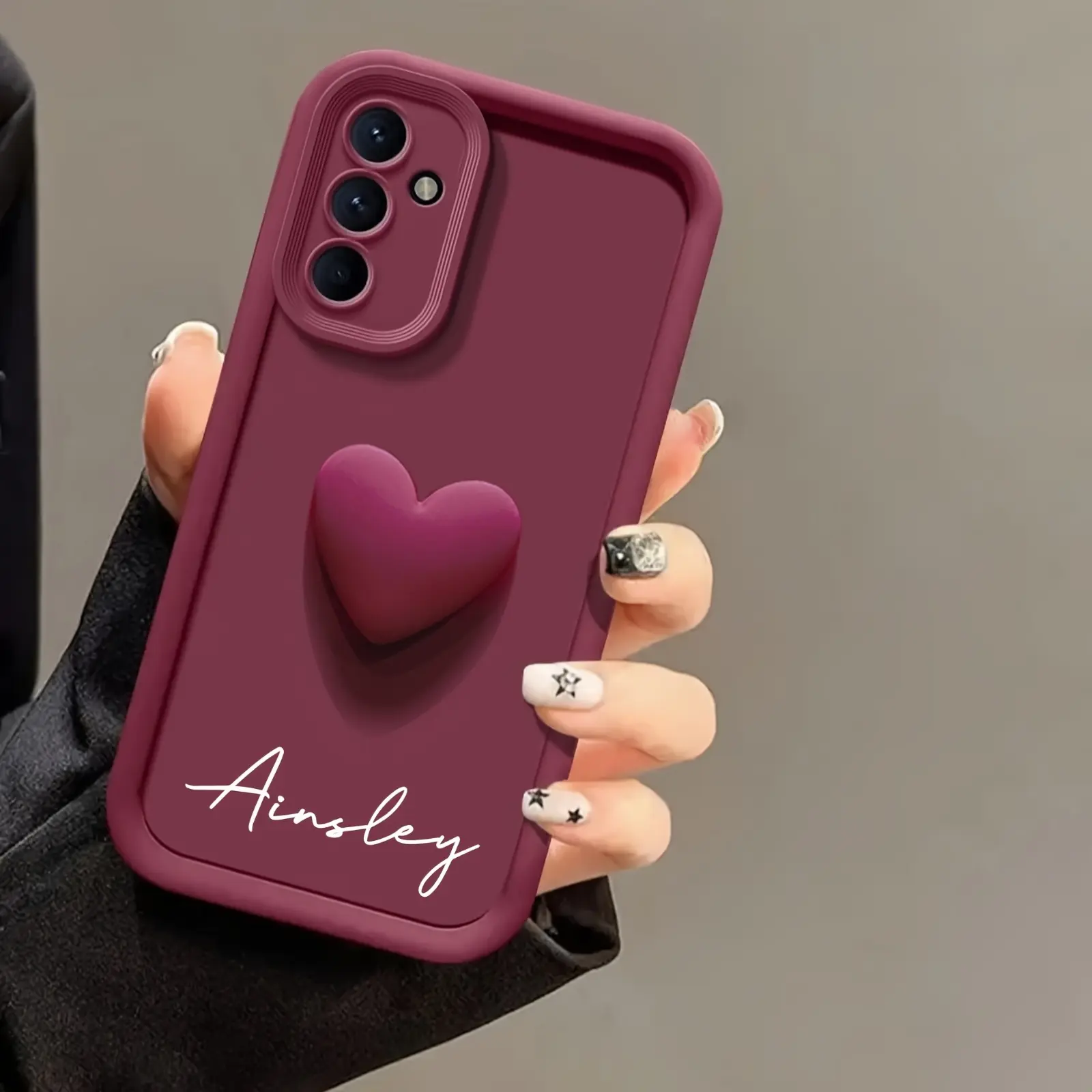 Phone Case - Personalized All Inclusive TPU Cases Custom Name Design Cute 3D Love Heart Phone Cases Compatible with Samsung Galaxy S25 S24 S23 S22 S21 S20 Ultra Plus A56 A55 A54 A53 A52 A35 A34 A16 A15 A14 A13 4G 5G Shockproof Soft Cover Anniversary