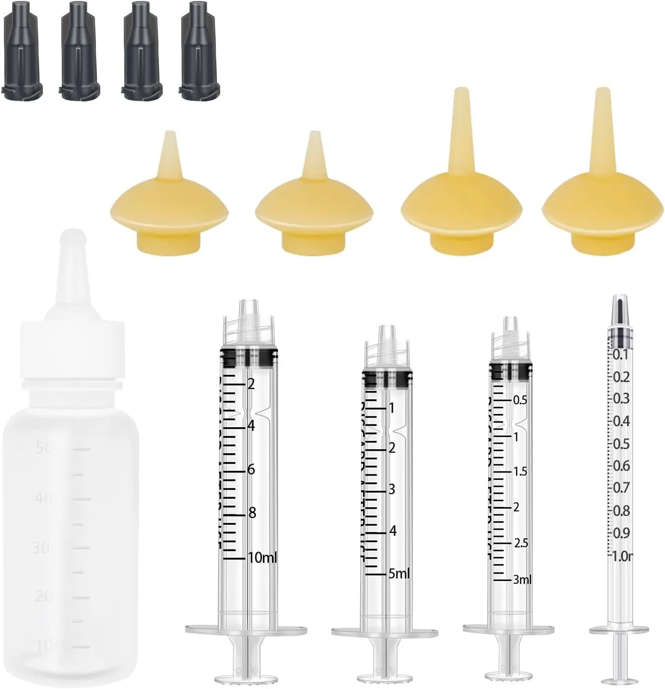 Pet Feeding Bottle Syringe Set with Nipples for Small Cats Dogs Animal Nursing Feeding Kit Reusable Pet Care Supplies Bottle and Syringes Model 2