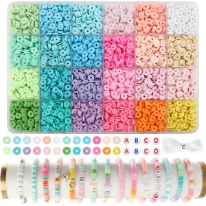 2400pcs Soft Clay Bead Set for Bracelets & Necklaces, DIY Beads, DIY Jewelry Accessories, Bead Assortment, Polymer Clay Jewelry Making Kit, Beginner Friendly, Perfect Birthday Party Gift