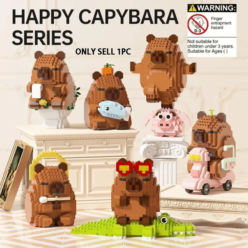 500+pcs Capybara Building Block Toy, Building Brick, Building Block Sets, Building Blocks Model, Adult High-Quality Healing Water Vole Animal Model, DIY Creative Assembly Bricks Stress Relief, Perfect Gift