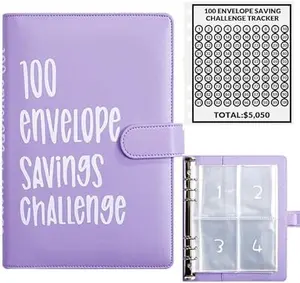 100 Envelope Savings Challenge Binder, Visual Cash Stuffing System to Watch Your Money Grow, Motivational Budget Planner Book with Tracking Pages, Interactive Way to Save $5,050, Decorative Financial Goal Tracker & Rewarding Keepsake Gift