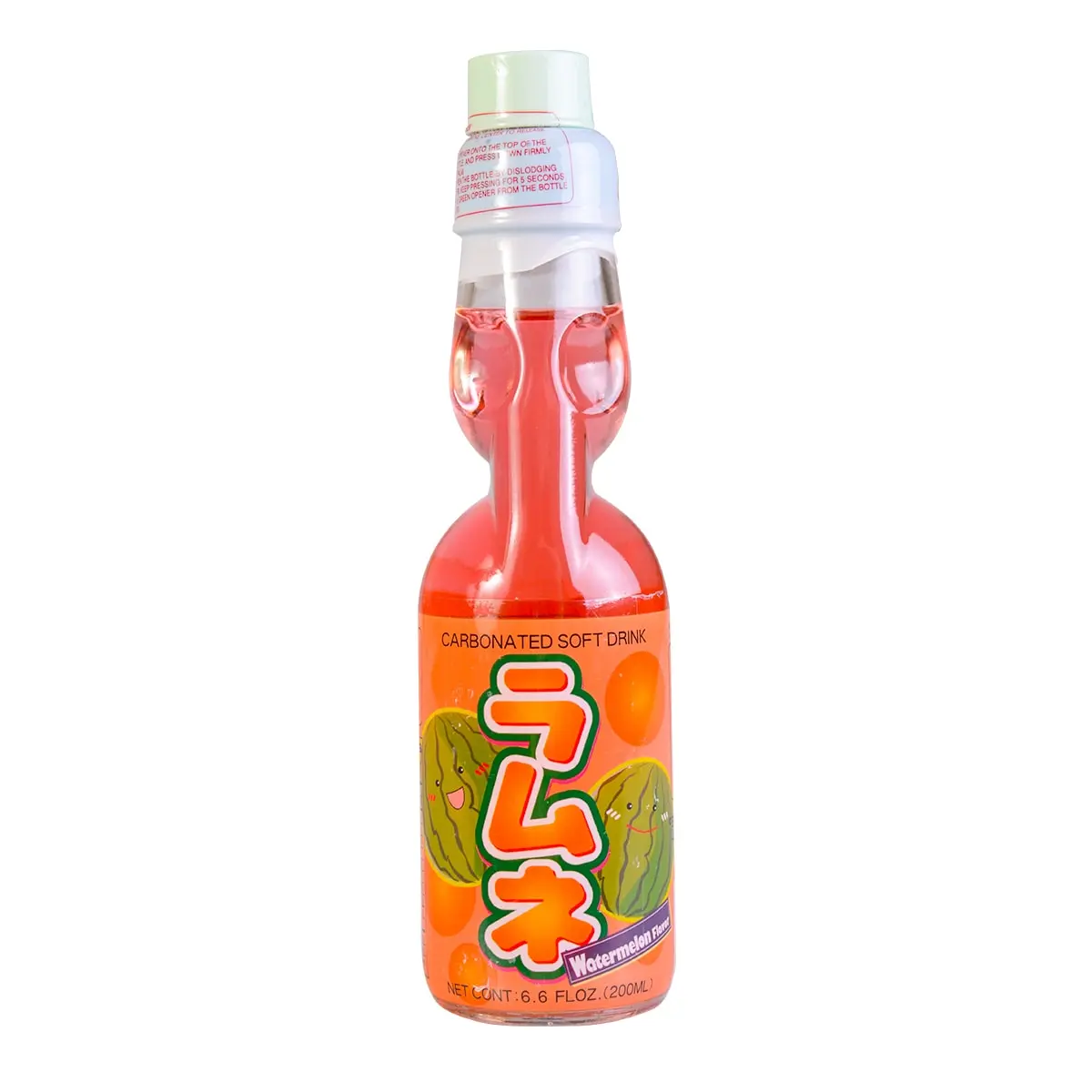 HATAKOSEN Ramune Japanese Soda - Watermelon Flavor, 200ml Bottle, Unique Marble Cap Drink