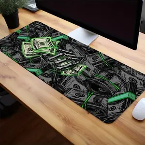 Creative Dollar Pattern Extended Mouse Pad, Rectangle Gaming Mouse Pad, Desk Mat With Non-Slip Rubber Base & Stitched Edge, Large Computer Keyboard Mouse Mat For Home Office Game Room Gift, Gaming Desk Accessory, Desk Accessories