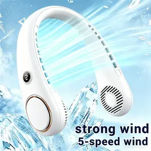 Portable Neck Fan, Hands Free Bladeless Fan, 5 Speeds, 3000 mAh Battery Operated Wearable Personal Fan, Twistable, Rechargeable, Gift for Women Men Silent Fan Silent Operation Fan