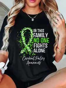 100% Cotton In This Family No One Fights Alone Cerebral Palsy T-Shirt