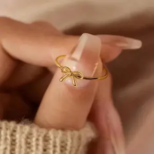 Elegant Gold Bow Ring for Women | Cute Minimalist Ring | Gift for Girlfriend, Wife, Bestie