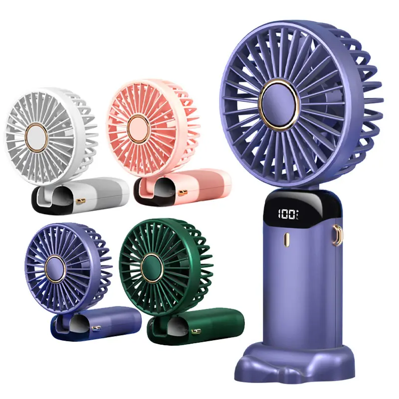 Handheld Turbo Fan with Phone Holder,Handheld Cooling Fan Folding Fan Usb Rechargeable Fan with Digital Display, Silent Fan for Outdoor Travel Office, Portable Multifunction Mini Fan, Cordless Oscillating Fan, Usb Powered Fan, Rechargeable Camping Fan