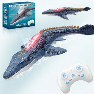 Remote Control Mosasaurus Dinosaur Toys for Boys Kids, Rechargable Swimming Pool High Simulation Toys, Electric RC Sea Monster with Light & Spray Water Birthday Gift for Ages 3 4 5 6 7 8 9