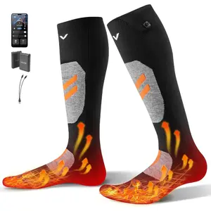 VEVOR Heated Socks, Small Size, 5000mAh Battery Rechargeable Heating Socks with 4 Heating Levels, Electric Heated Sock with APP Control for Men Women, Foot Warmer for Hunting Riding Camping Hiking