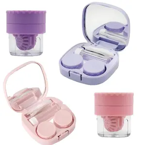 2026 Contact Lens Travel Kit with Cleaner Washer, Portable Contact Box with Mirror Tweezers Remover Tool Solution Bottle for Daily Outdoor