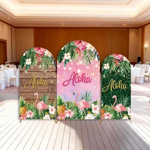 15-day Delivery Aloha Arch Backdrop Cover Summer Tropical Birthday Pool Party Pink Luau Flamingo Flowers Baby Shower