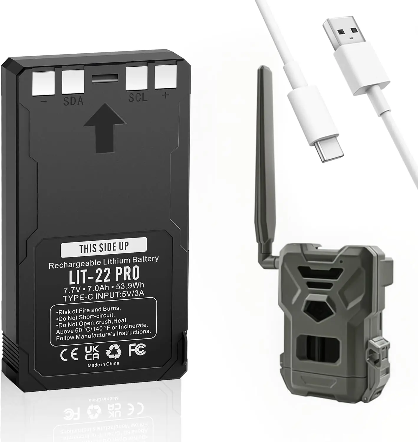 E EGOWAY 7000mAh LIT-22 Rechargeable Batteries for Hunting Trail Camera, Compatible with Flex Series - Flex-M, Flex G-36, Flex-Plus, Flex-S, LIT-22 Battery Pack Replacement(1pack)