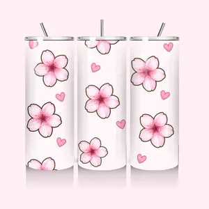 Cherry Blossom 20oz Tumbler with Straw - Generous Capacity for Cold Drinks & On-The-Go Hydration ambyideas brand