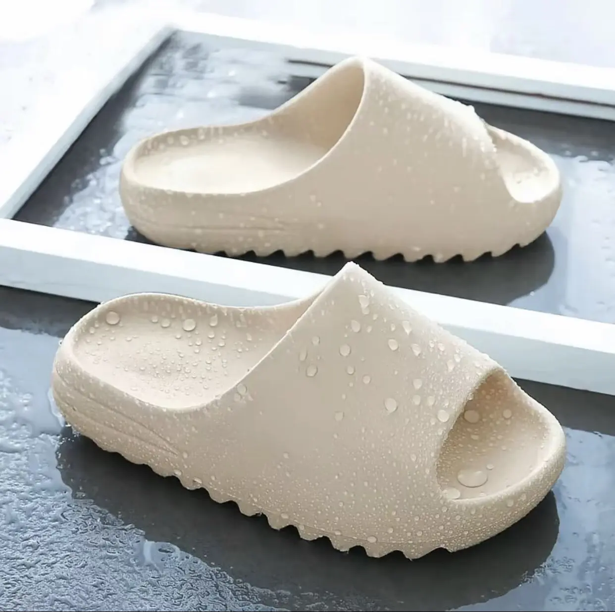 Cloud Slides for Women and Men, Non-Slip Quick Drying Bathroom Sandals, Thick Sole Cushion Slippers, Ultra Soft Open Toe House Shoes for Indoor Outdoor fireman slides women