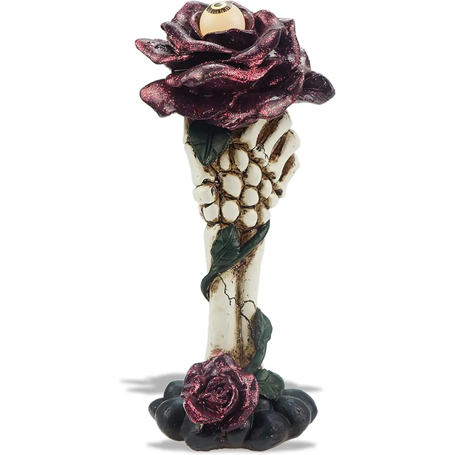 Skeleton Hand Holding Rose Gothic Valentine Rose with Eyeball LED Day  Skull Rose Romantic Goth Valentine's Gift for Her 8.5" in Height