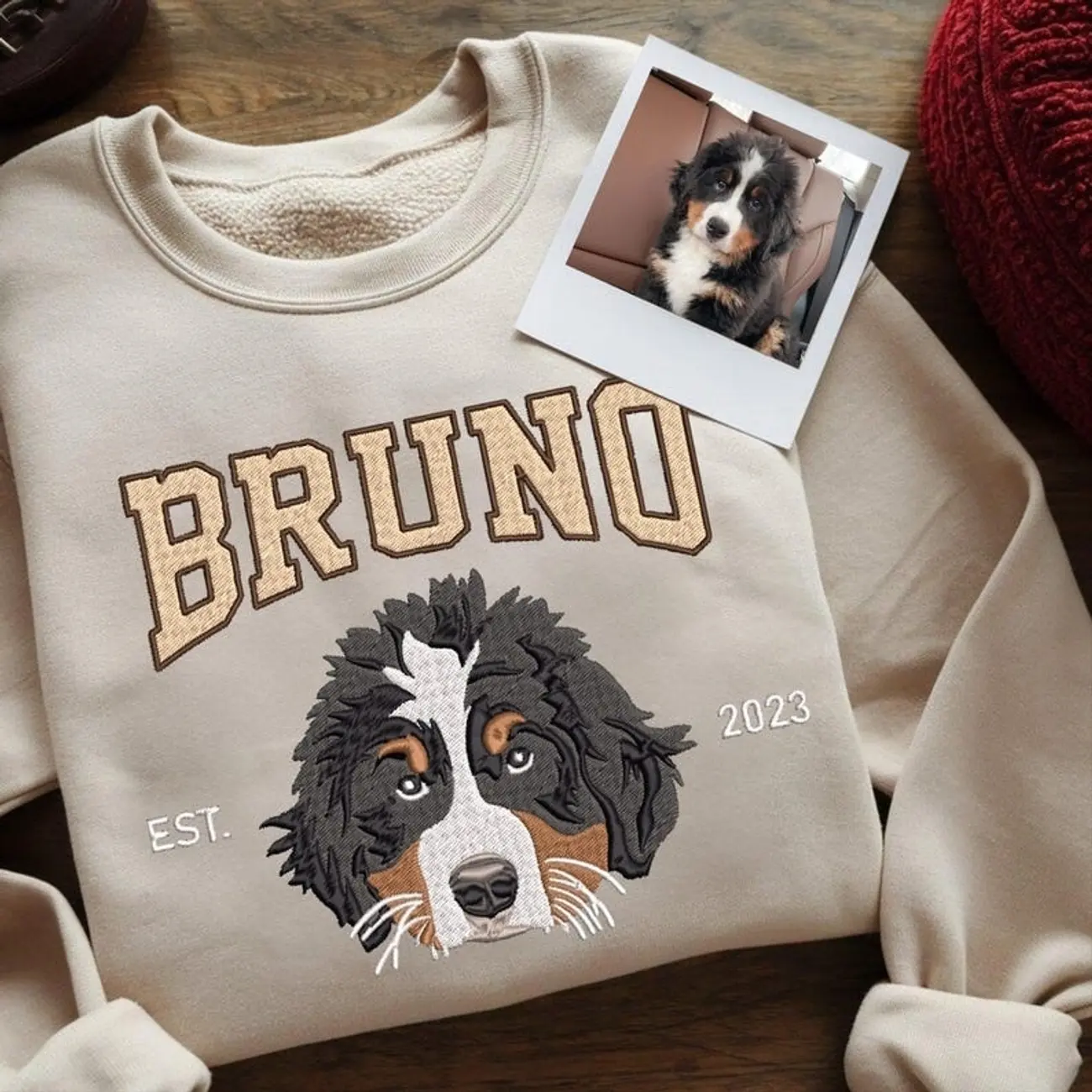 Pet Embroidered Sweatshirt, Embroidered Dog Hoodie, Custom Dog Face Embroidered Sweatshirt From Photo, Pet Lovers Gift, Gift For Mom 5
