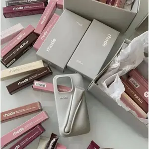 RHODE RHODE RHODE Case + Lip Gloss for IP 17 16 15 14 13 12 11 Pro ProMax Plus, Soft Silicone Cover with Box and Lipstick For iPhone Girls