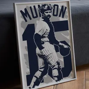 Thurman Munson poster, Baseball poster, For baseball fans, Sport game room decor Poster (PRODUCT DOES NOT INCLUDE FRAME)