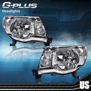 Clear/Chrome Headlights Headlamps Fit For 2005-2011 Toyota Tacoma Left+Right G-PLUS