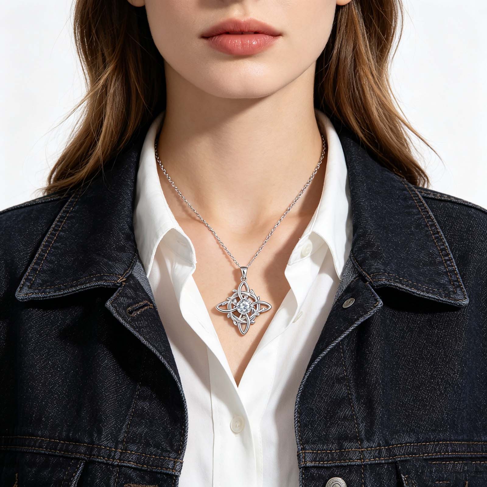 Celtic Knot Wreath Chain Necklace for Women, Witch-Inspired Spiritual Jewelry, Casual Style Hecate Goddess Protection Accessory, Casual Style Necklaces, Costume Jewelry Necklace