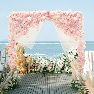 Artificial Sakura Hanging Flowers 4Pcs, 70.9" Realistic Faux Cherry Blossom Vines for Wedding Arch Room Curtain Wall Decor, Indoor Outdoor Silk Floral Decoration Supplies, Pink Party Home Decor Gift