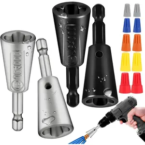 4 count Multifunctional Wire Twister Tool for Drill, Lightweight Wire Nut Twister Compatible with 8 to 24 Awg and 2 to 7 Ways Effortlessly, Wire Nut Twister for Drill for Electrical Power Drill