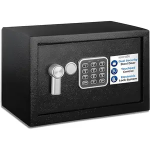 Digital Combination Safe Box - Black | Engineered Steel Security Box with Keypad Lock & Override Keys Anti-Theft Lock Box with Mounting Bolts - Perfect for Cash, Jewelry Storage - Ideal for Home & Office Use