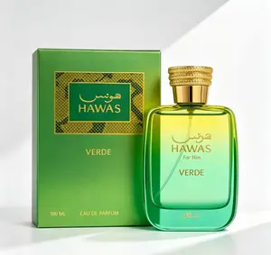 Hawas For Him Verde Eau de Parfum for Men 3.38 fl. oz 100ml, Citrus Aromatic Fragrance with Lime Green Apple Rosemary Patchouli Amber