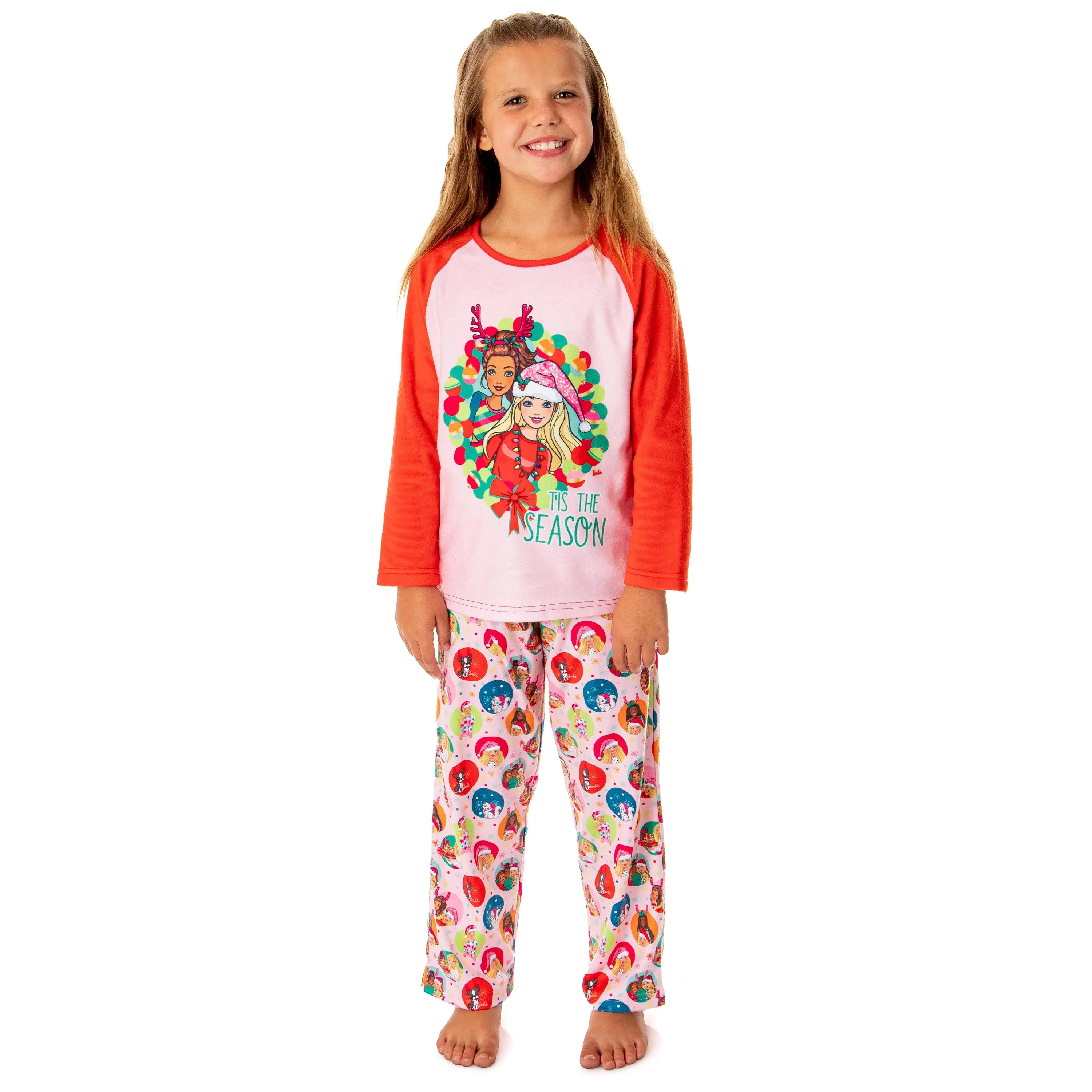 Barbie Girls' Christmas Santa Characters Tis The Season Sleep Pajama Set