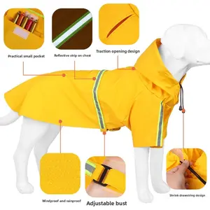 Large Dog Raincoat Cape Style Outdoor Reflective Strip Pet Raincoat Windproof Waterproof Hooded Dog Raincoat for Dogs