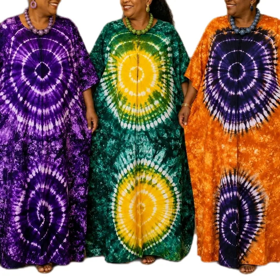 Batik Long Boubou,  Tie and Dye muumuu Dress, adhiré , African Fashion, Kampala dress , Women Casual elegant Maxi, Dera loose Fit Dress.